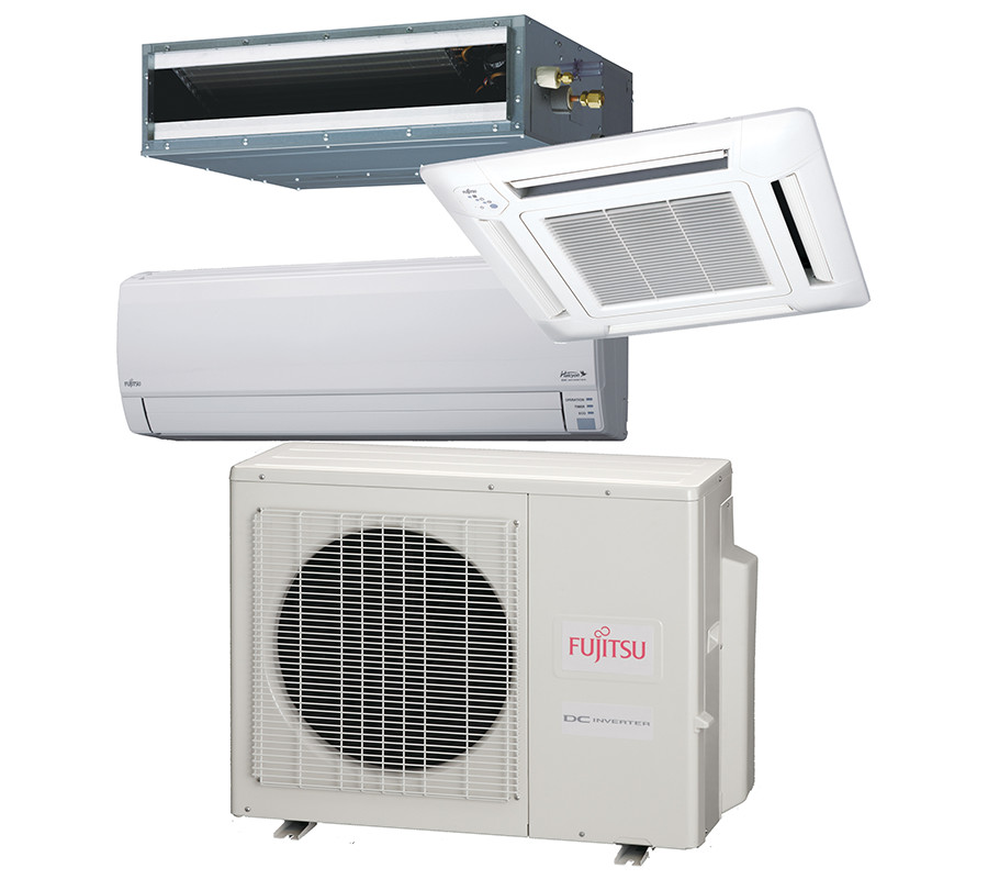 A split system air conditioner with two units