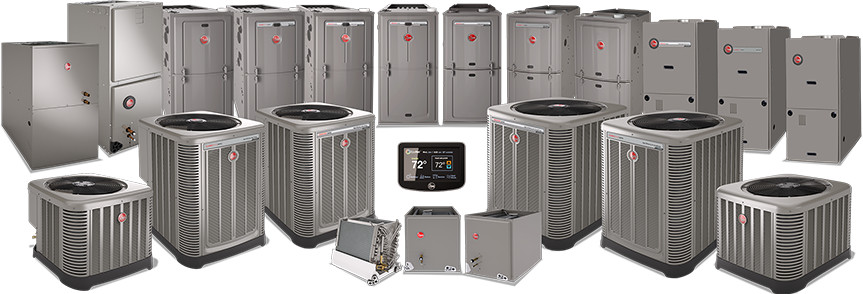 A group of air conditioners and heating units.